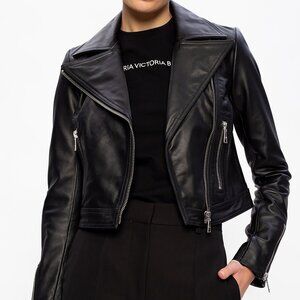 Victoria Beckham Black Leather Jacket